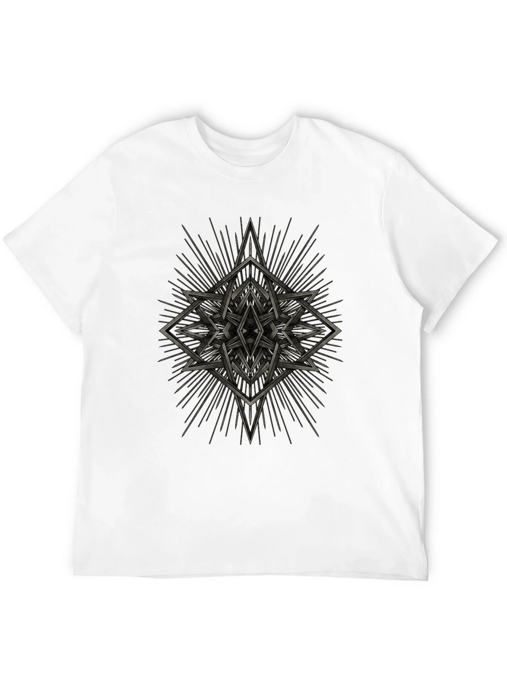 Geometric Starburst Graphic Tee - Black