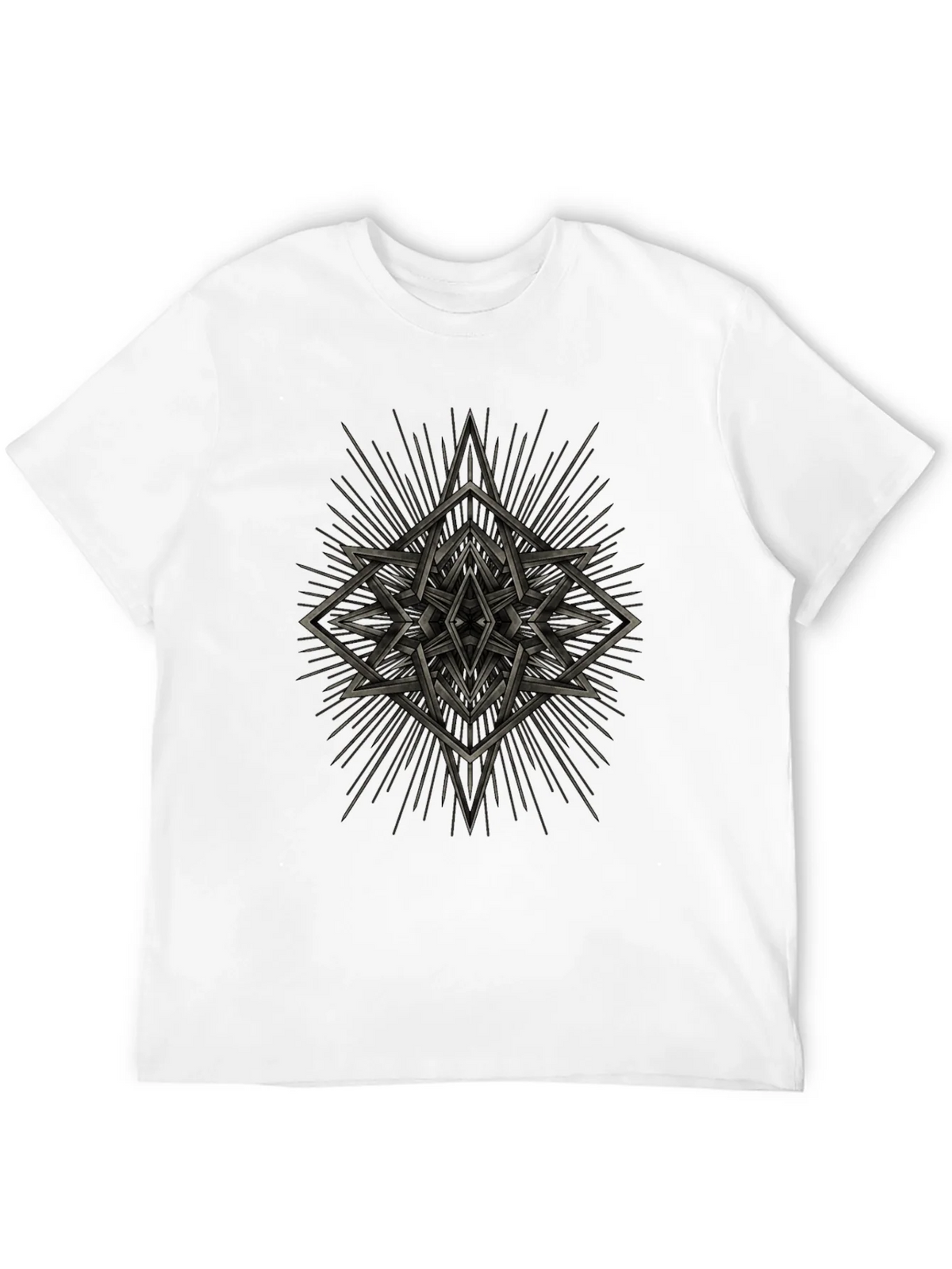 Geometric Starburst Graphic Tee - Black