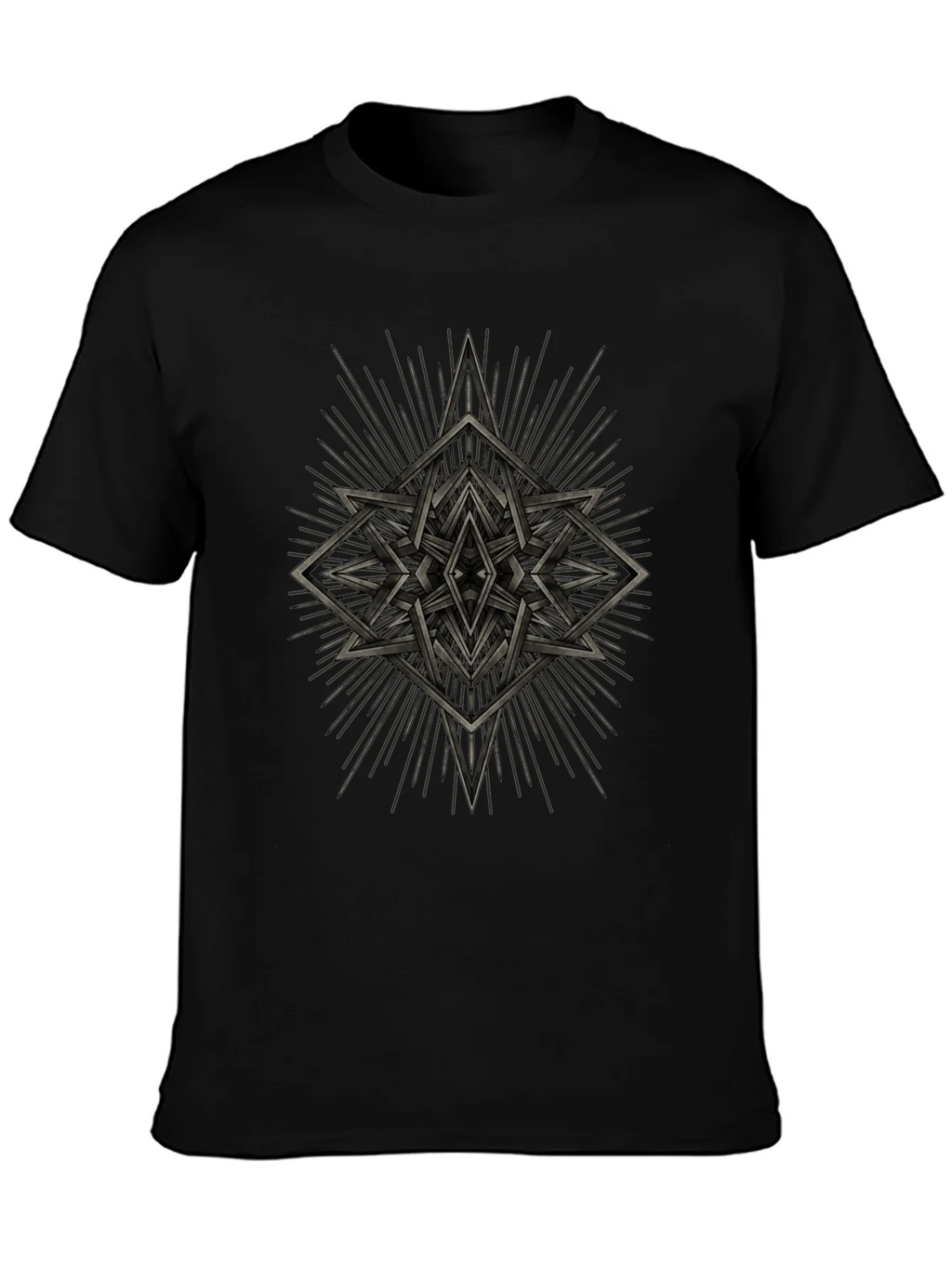 Geometric Starburst Graphic Tee - Black