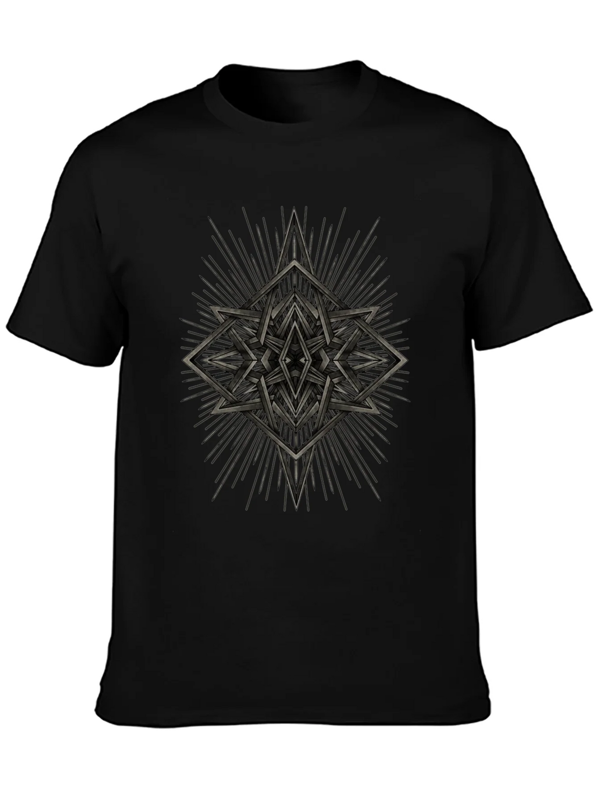 Geometric Starburst Graphic Tee - Black