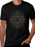 Geometric Starburst Graphic Tee - Black