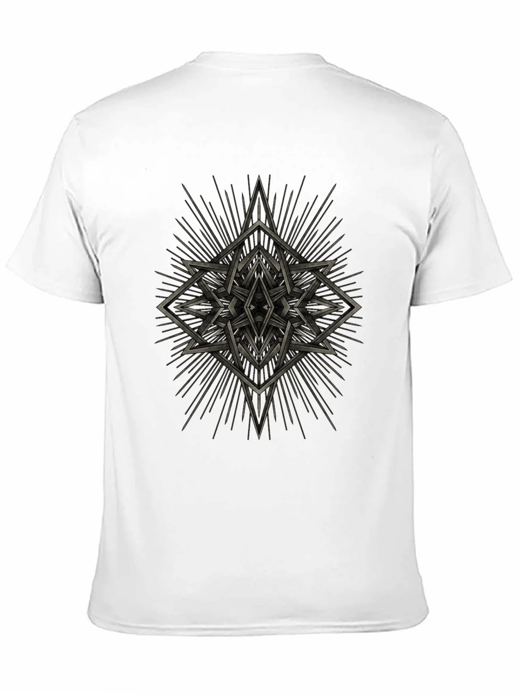 Geometric Starburst Graphic Tee - Black