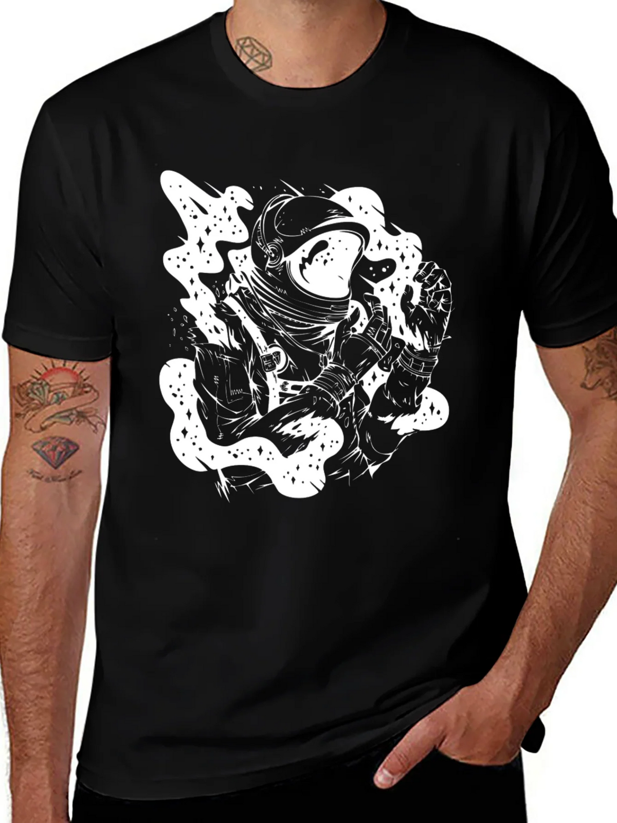 Astronaut Graphic Tee - Black Cotton T-Shirt
