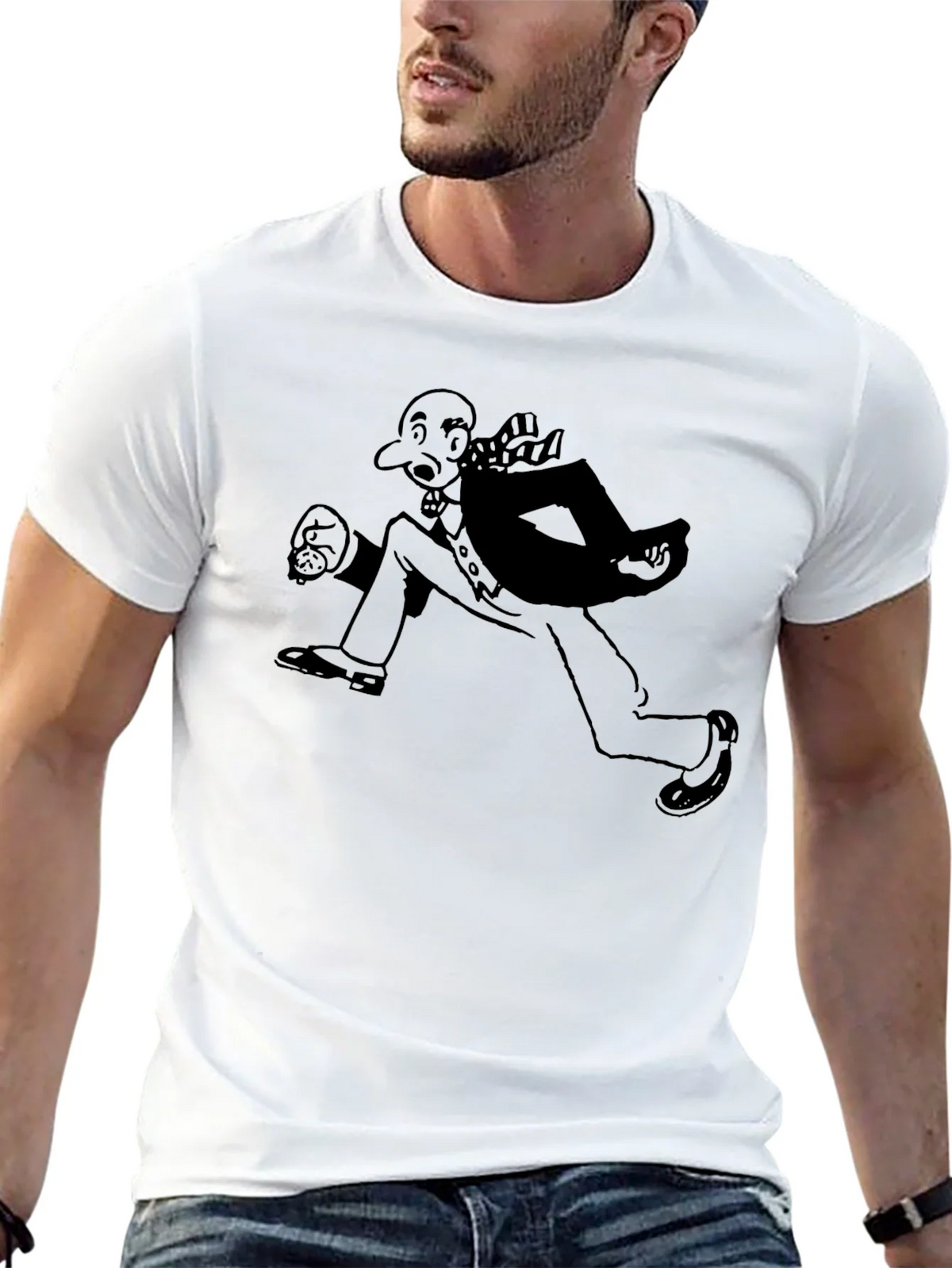 Running Man Graphic Tee - Black Cotton Blend