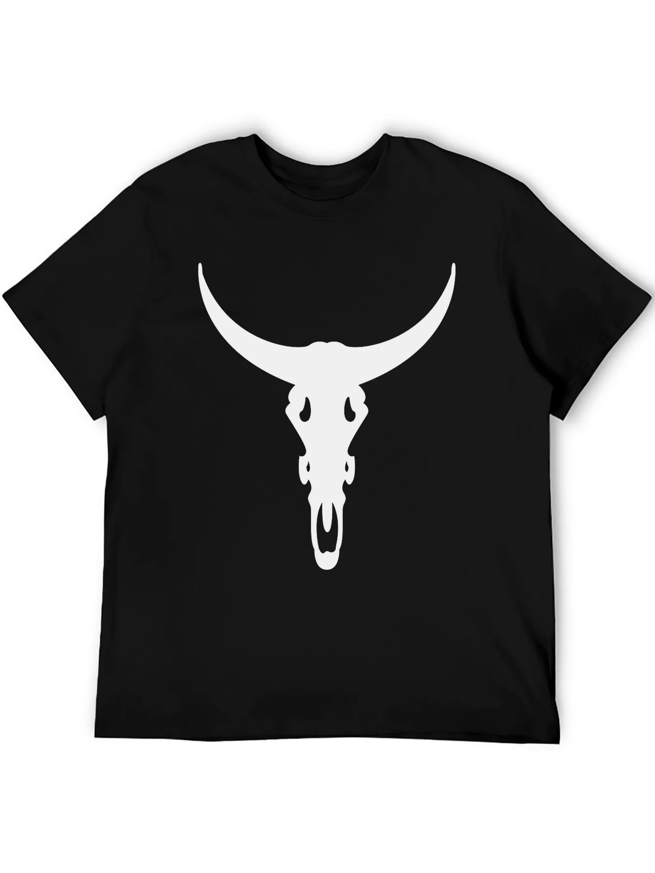 Bull Skull Graphic Tee - Black Cotton Blend