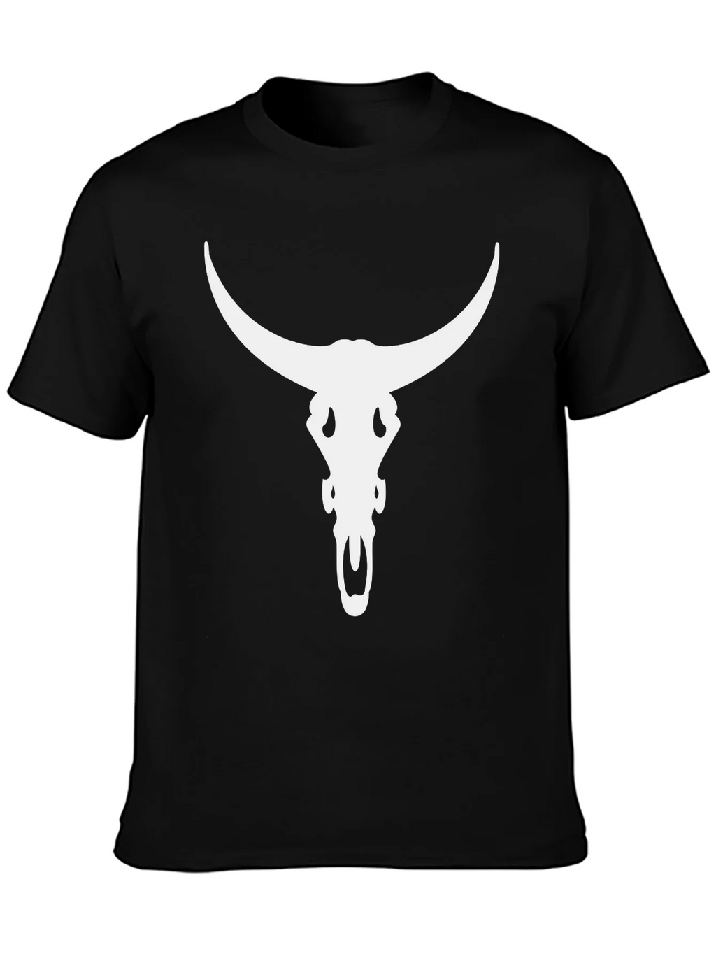 Bull Skull Graphic Tee - Black Cotton Blend