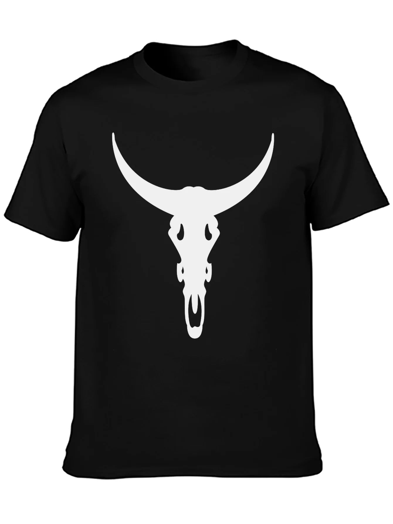 Bull Skull Graphic Tee - Black Cotton Blend