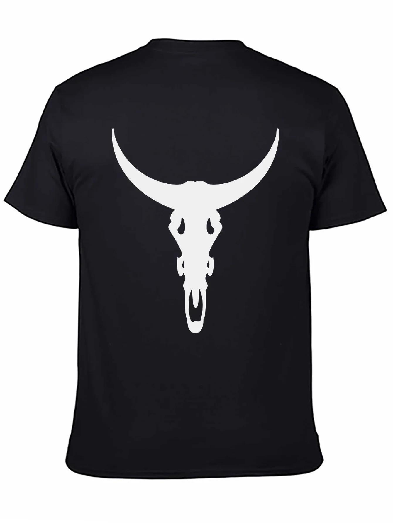 Bull Skull Graphic Tee - Black Cotton Blend