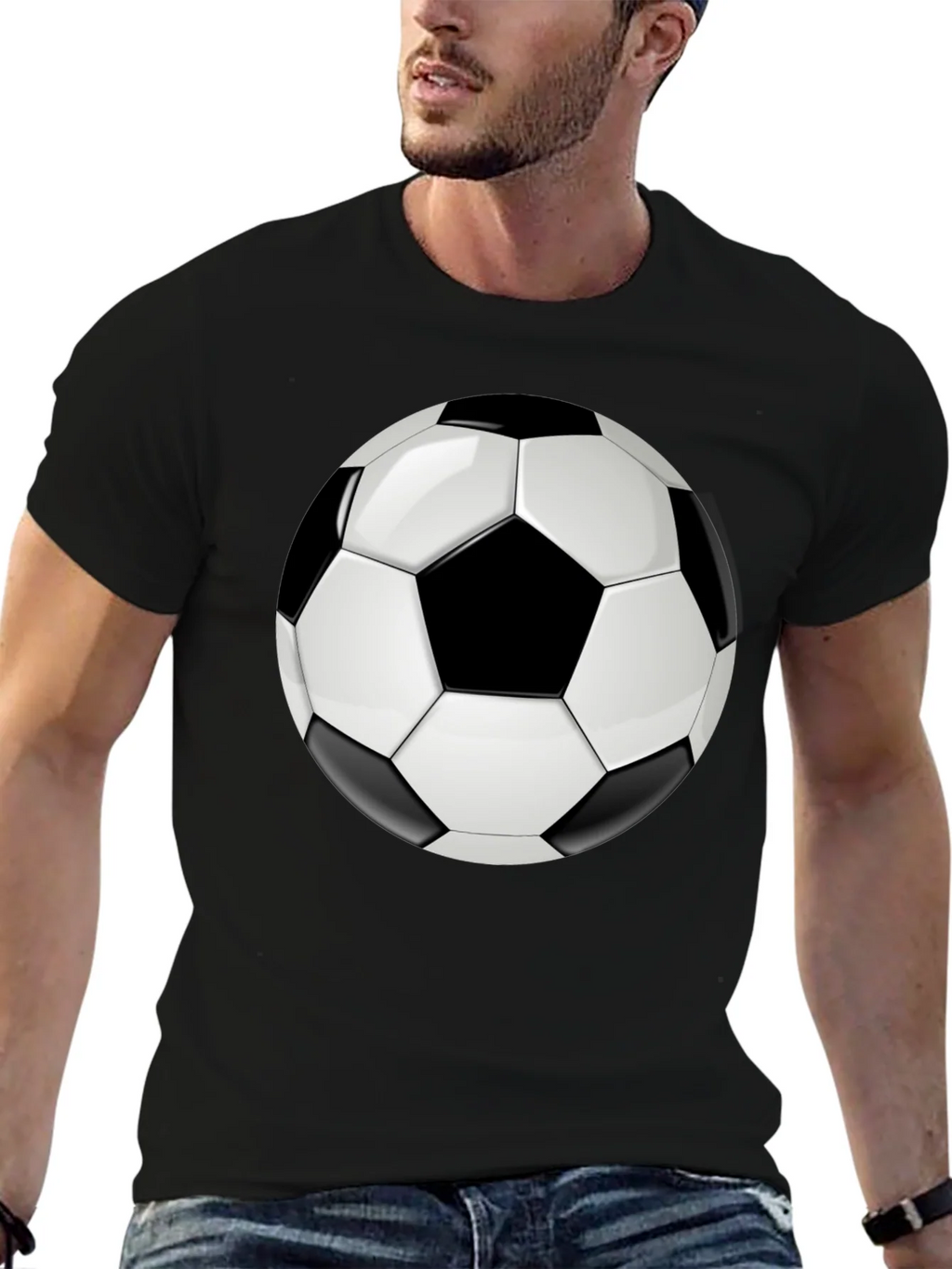 Soccer Ball Graphic T-Shirt - Black
