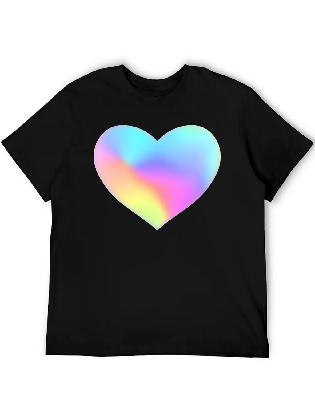 Mens Black T-Shirt with Holographic Heart