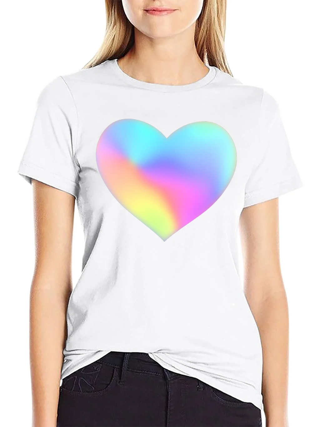 Mens Black T-Shirt with Holographic Heart