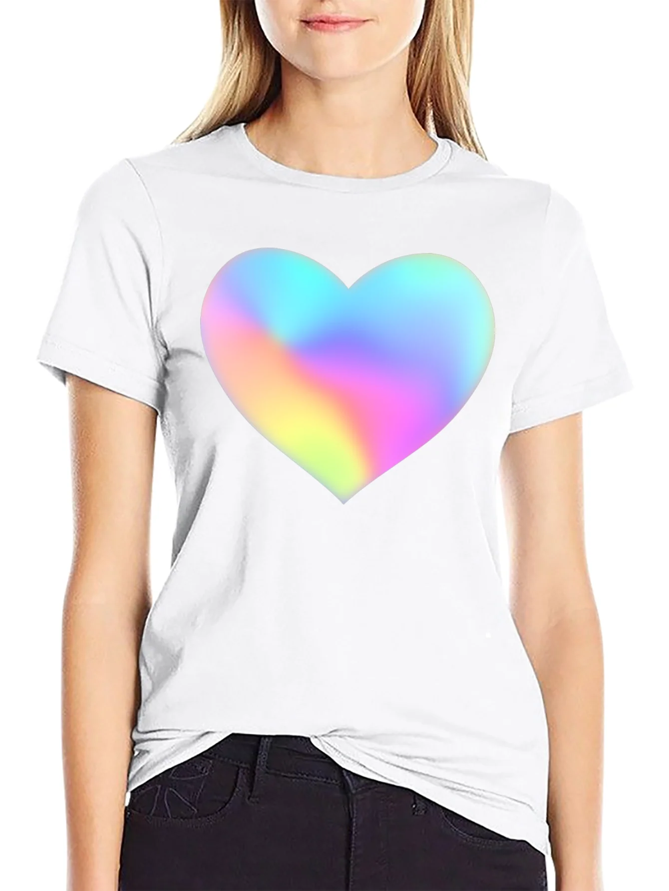 Mens Black T-Shirt with Holographic Heart