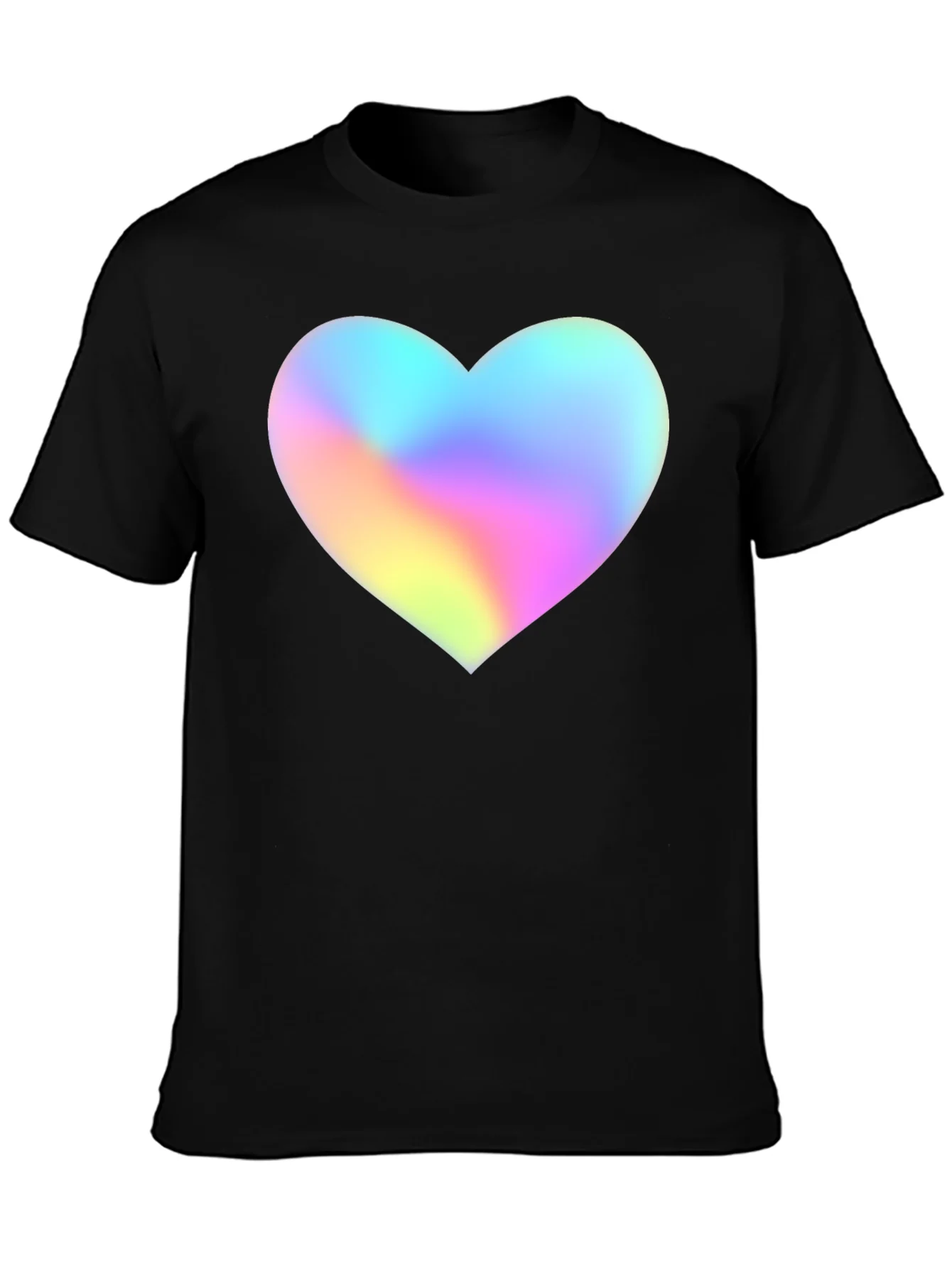 Mens Black T-Shirt with Holographic Heart