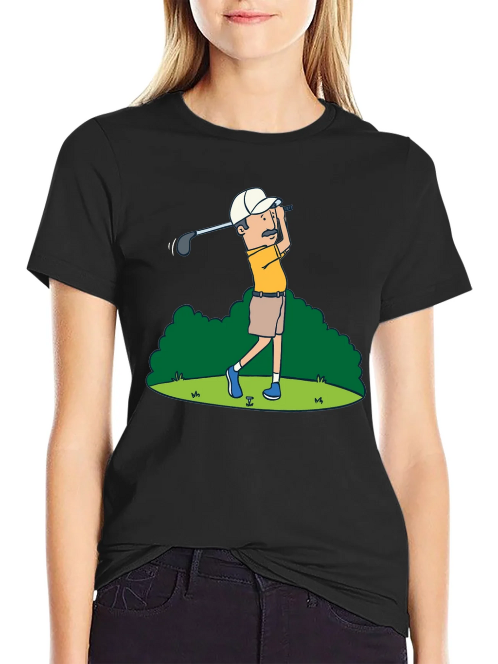Golfer Cartoon Graphic Tee - Classic Design