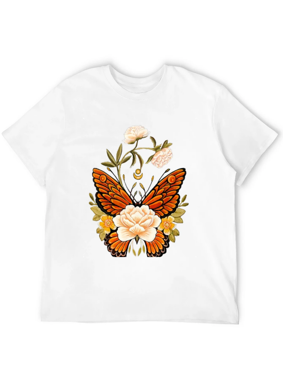 Floral Butterfly Graphic T-Shirt - Black