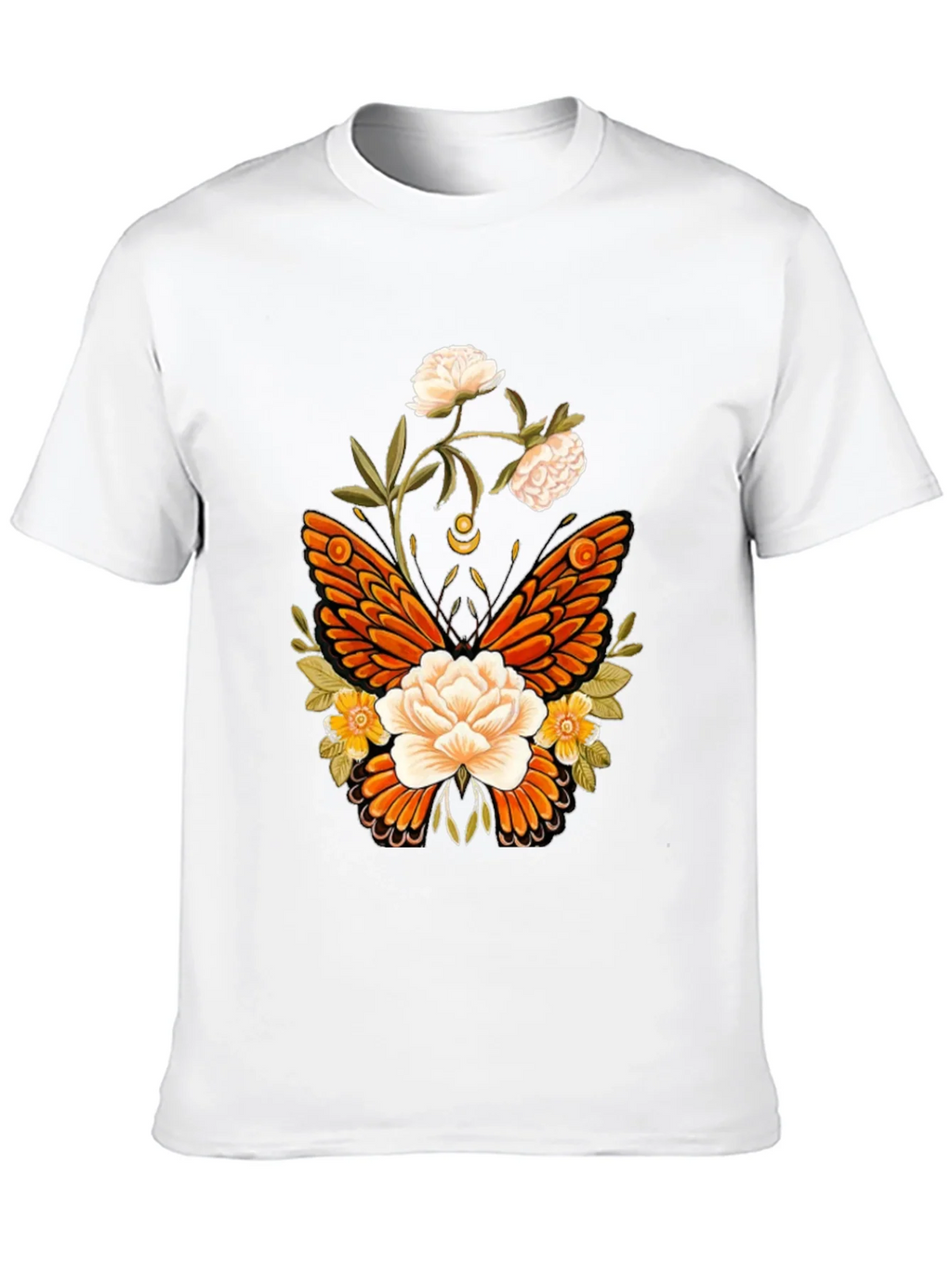 Floral Butterfly Graphic T-Shirt - Black