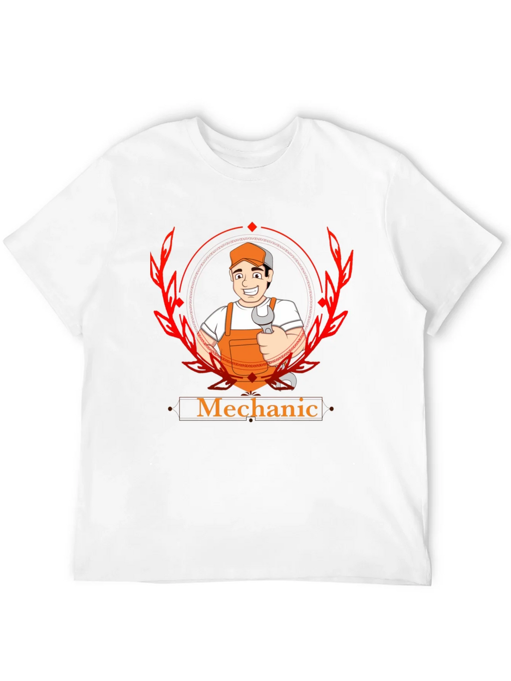Mechanic Cartoon Graphic Black T-Shirt