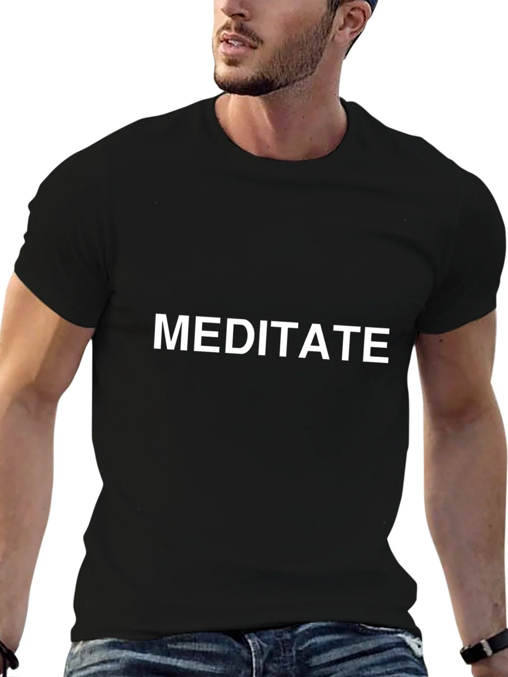 Meditate Graphic Tee - Black Cotton T-Shirt