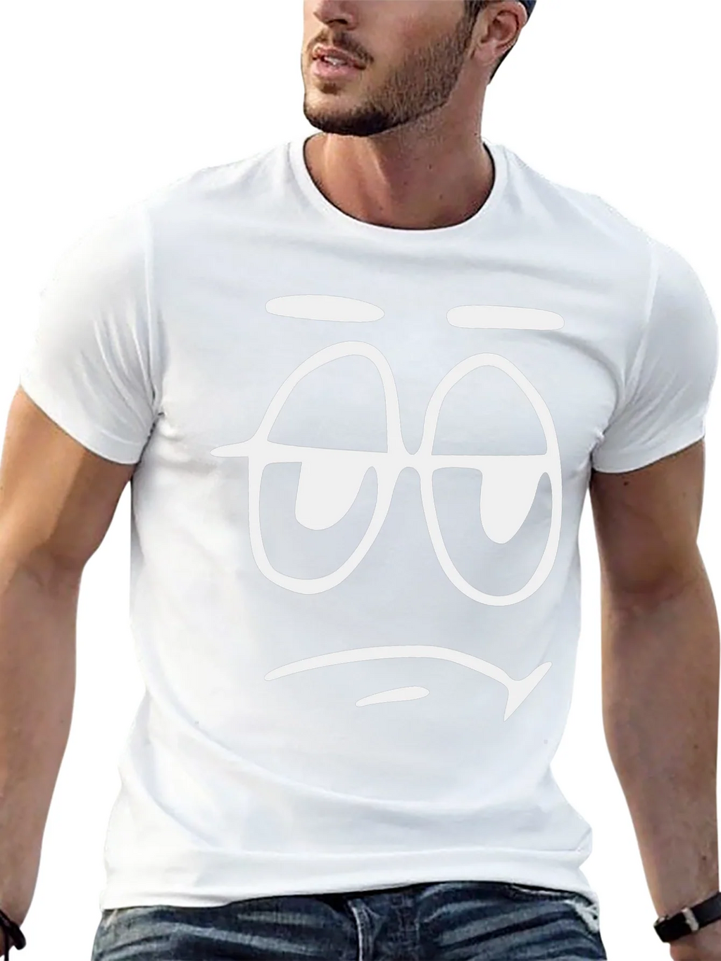 Sleepy Face Graphic T-Shirt - Black Cotton Tee