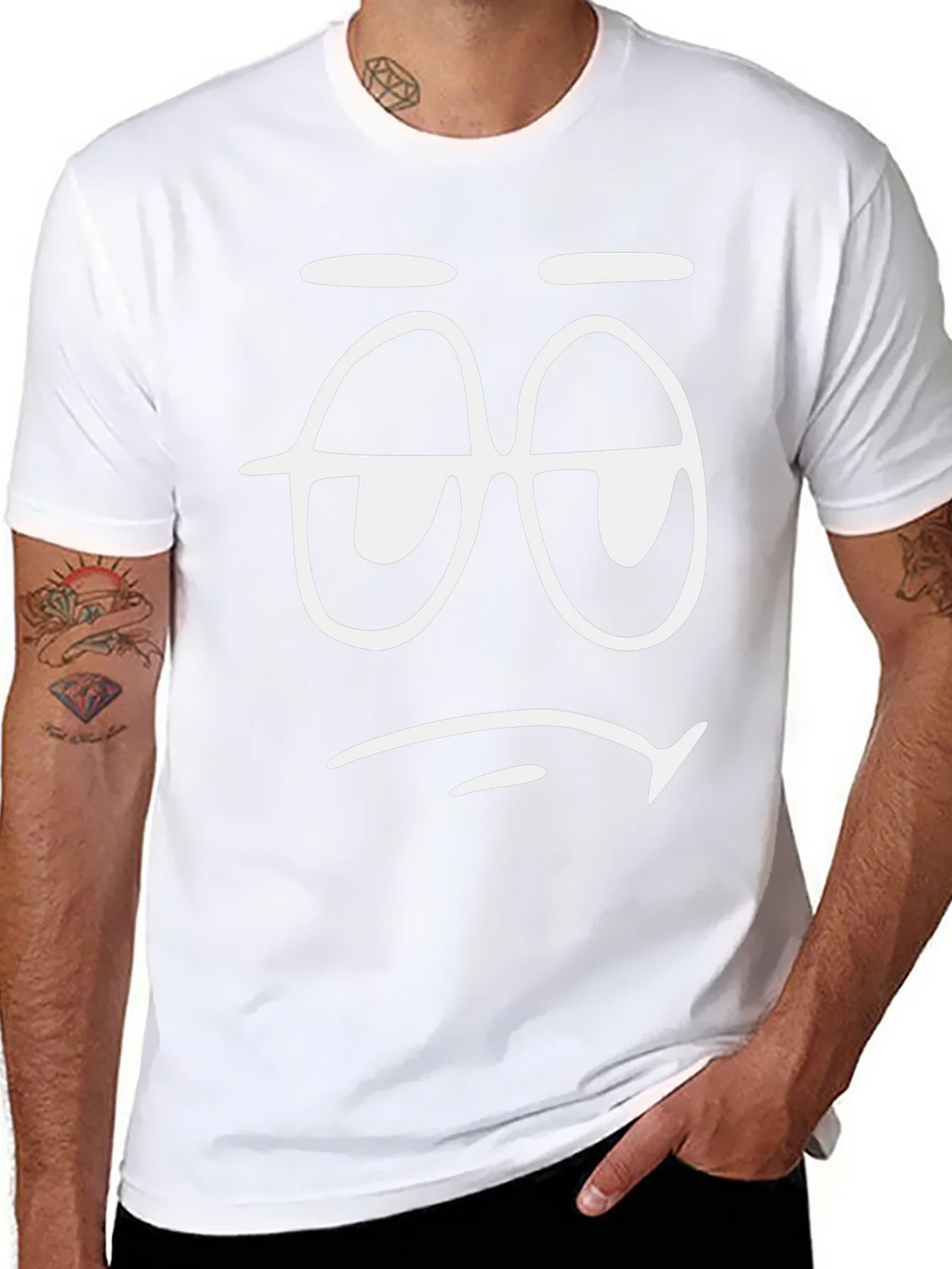 Sleepy Face Graphic T-Shirt - Black Cotton Tee