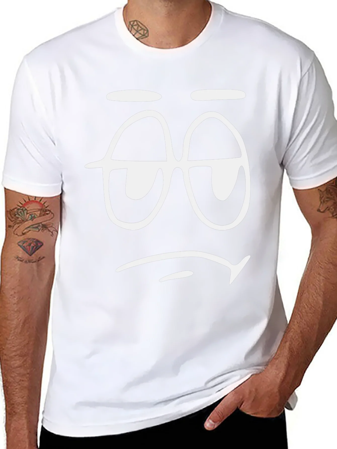 Sleepy Face Graphic T-Shirt - Black Cotton Tee
