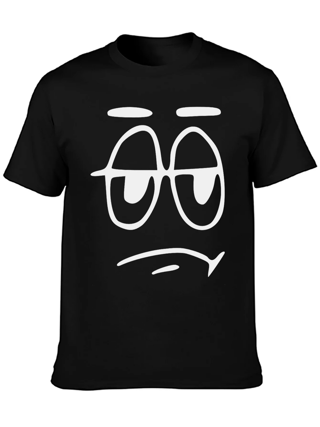 Sleepy Face Graphic T-Shirt - Black Cotton Tee