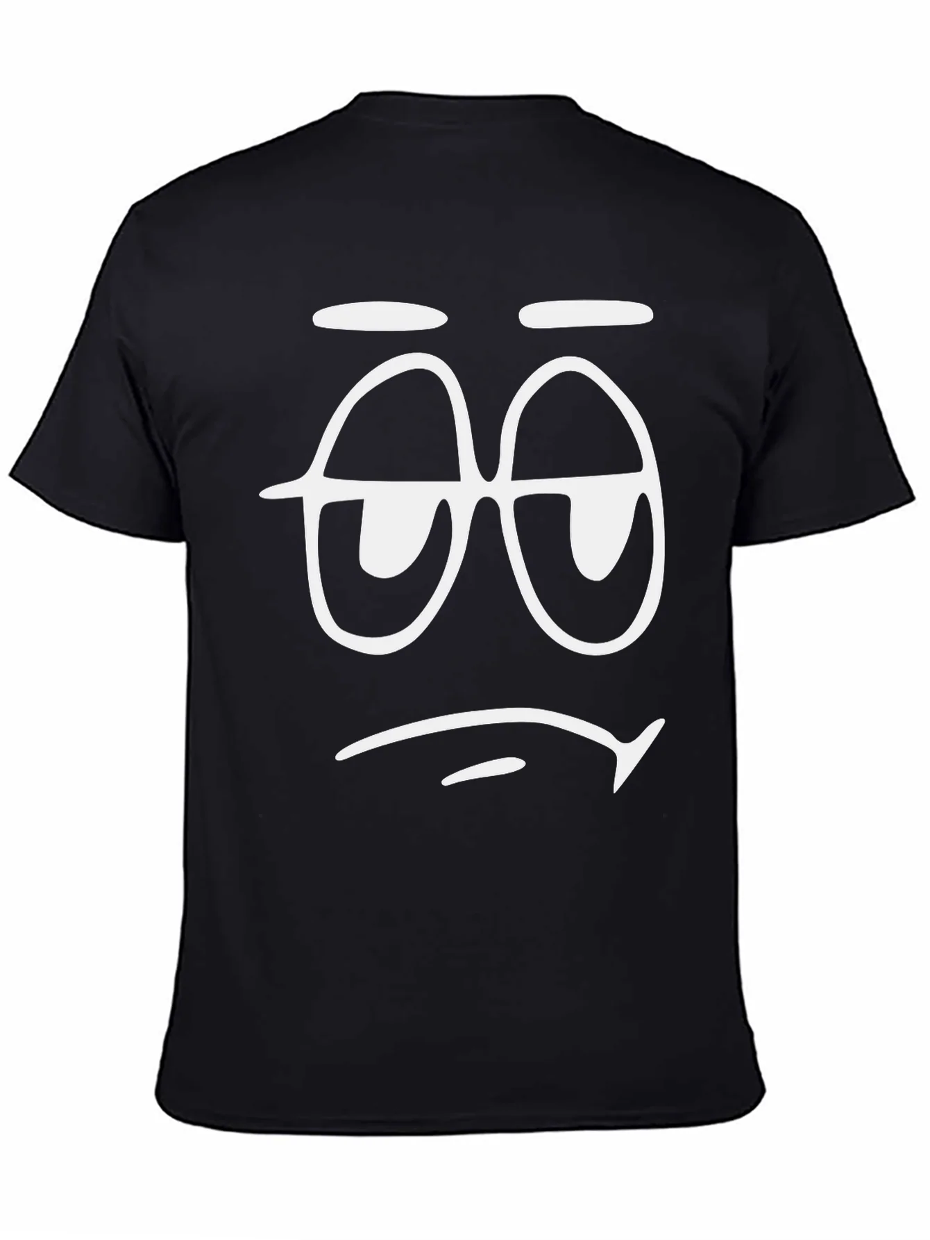 Sleepy Face Graphic T-Shirt - Black Cotton Tee