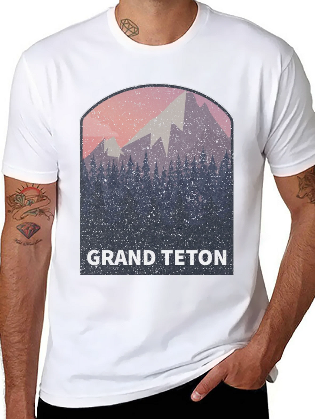 Grand Teton Mountain Scene Black Tee