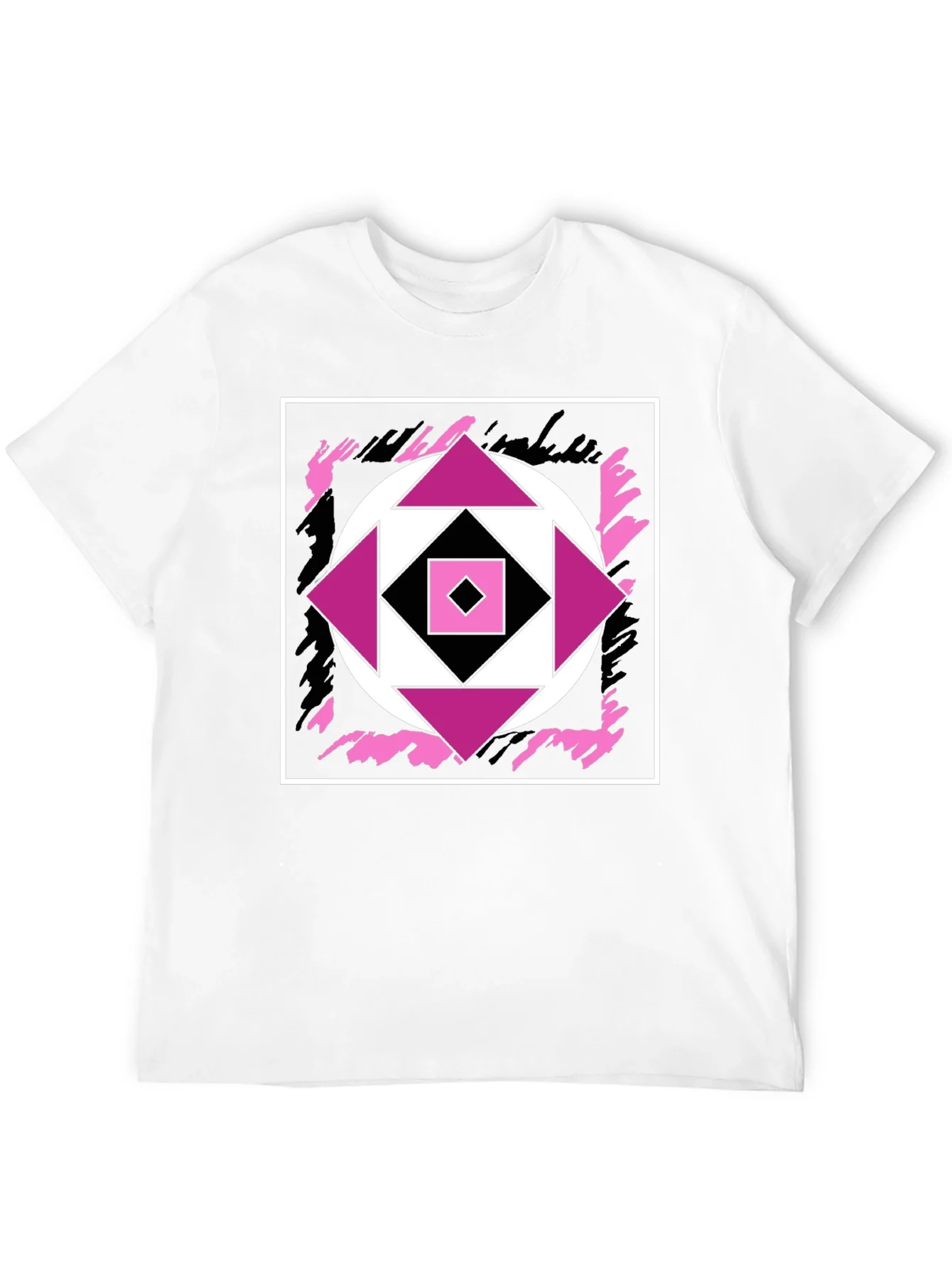 Geometric Black T-Shirt with Abstract Graphic Design