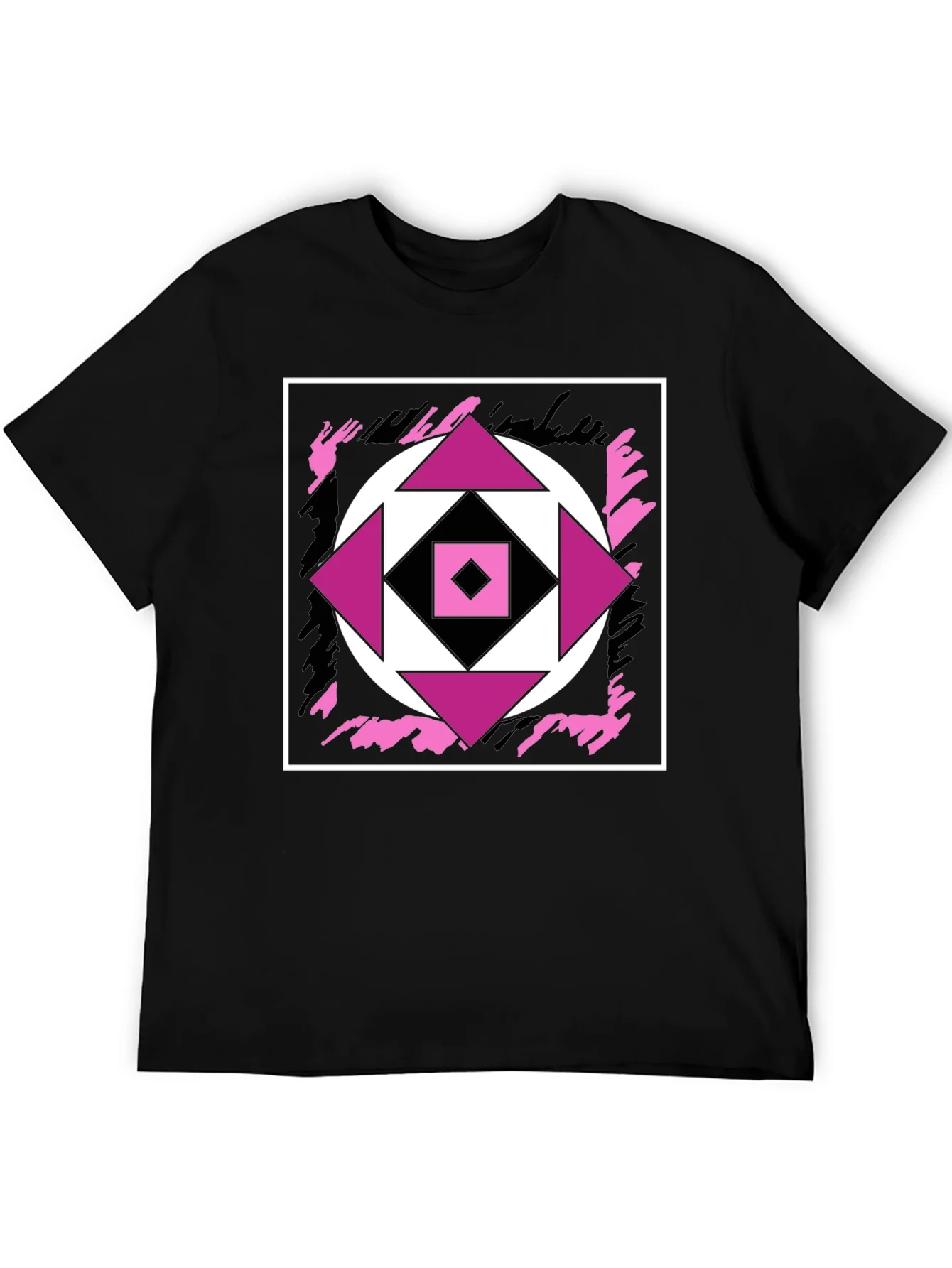 Geometric Black T-Shirt with Abstract Graphic Design