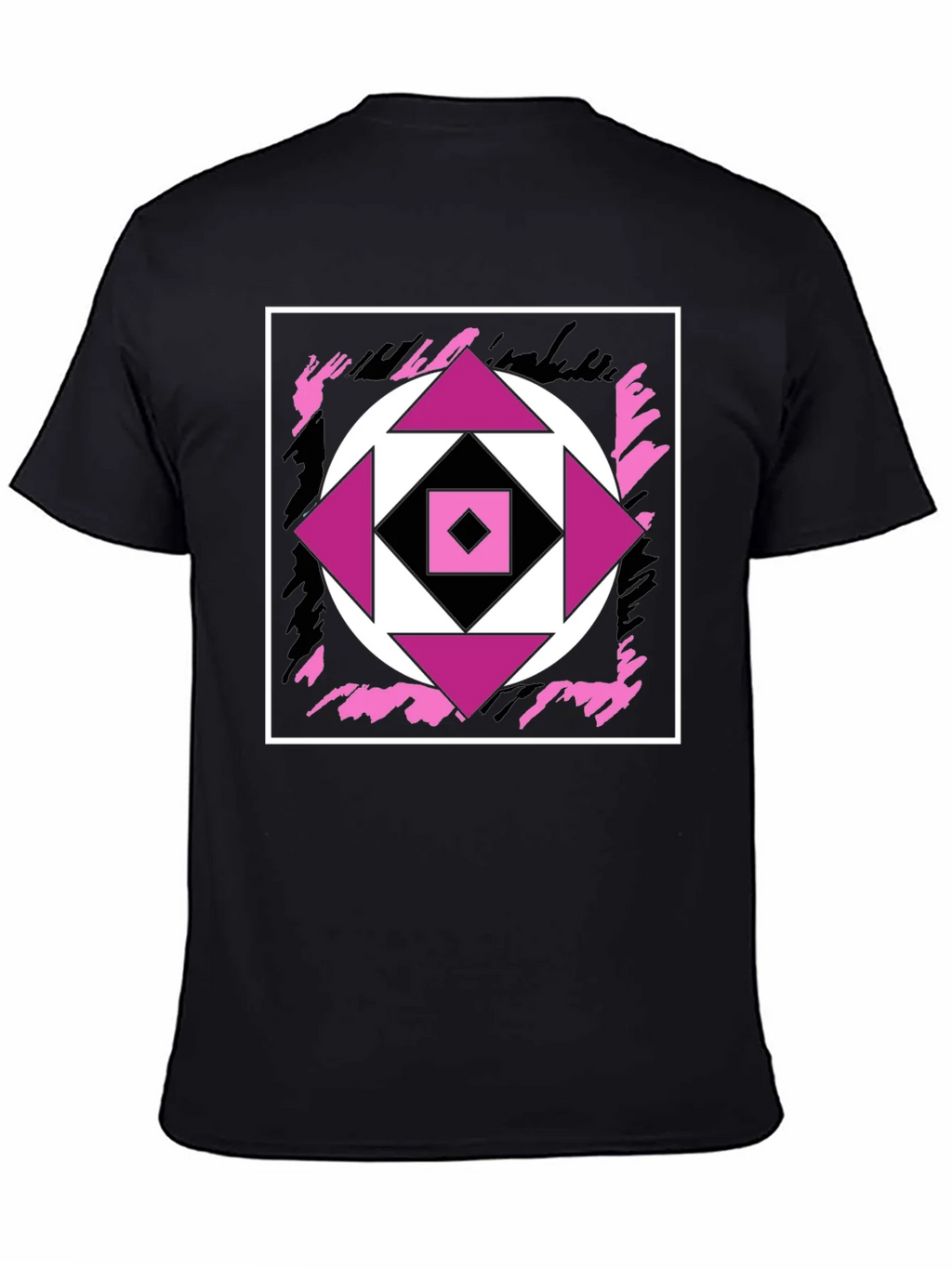 Geometric Black T-Shirt with Abstract Graphic Design