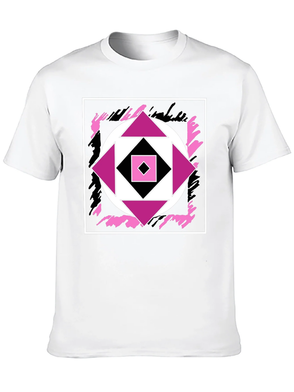 Geometric Black T-Shirt with Abstract Graphic Design