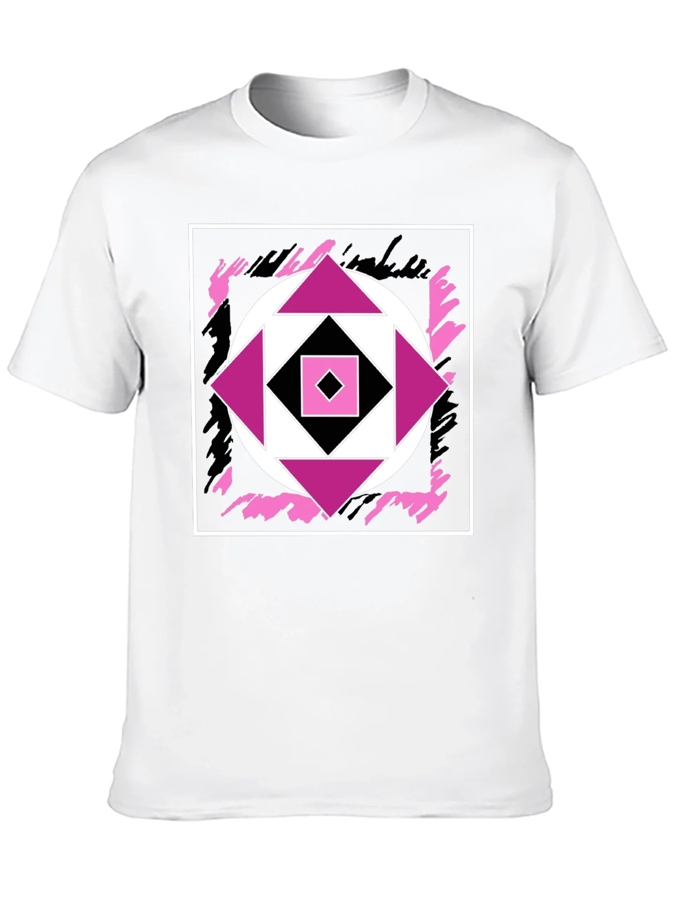 Geometric Black T-Shirt with Abstract Graphic Design