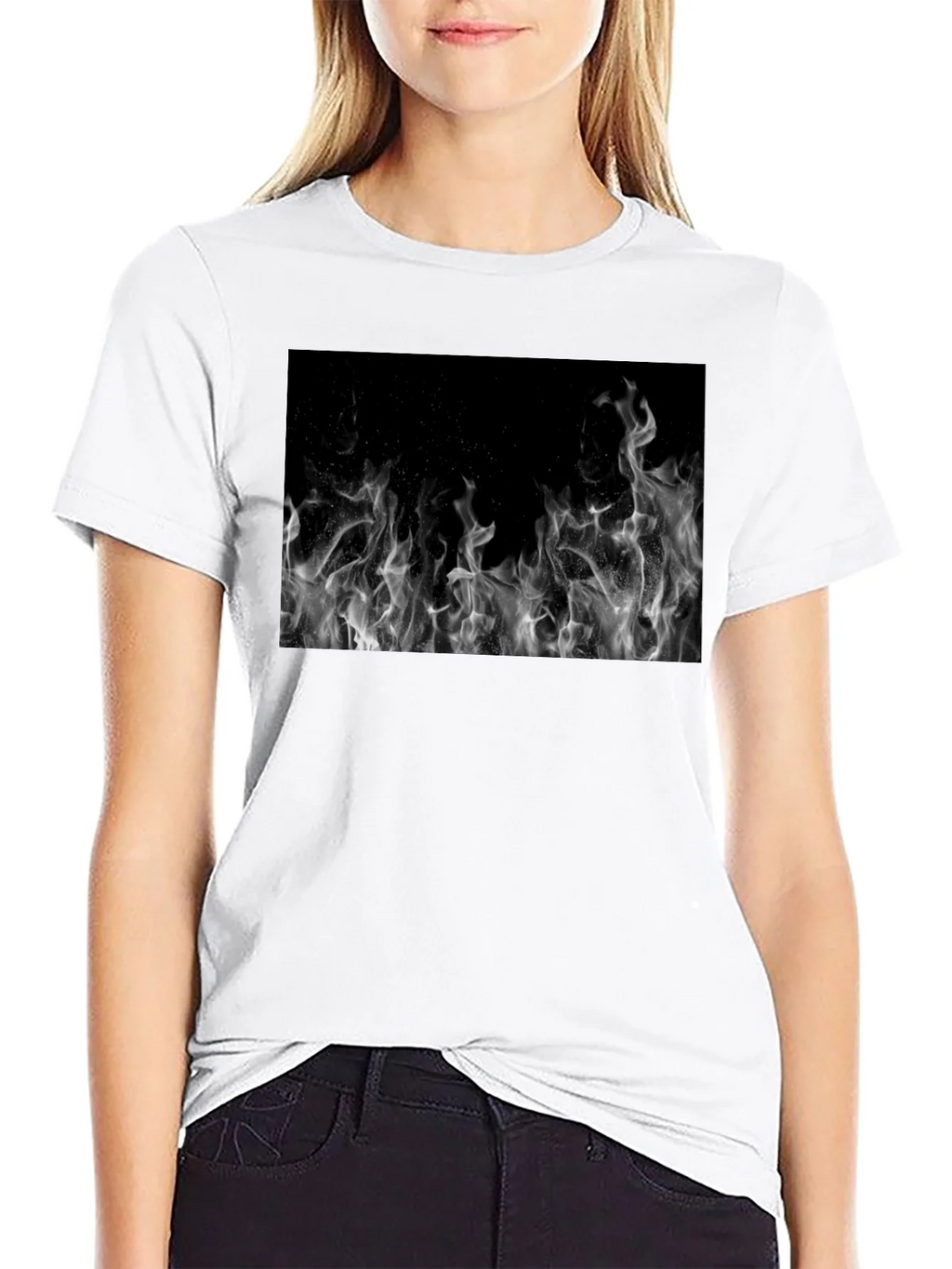 Black Tee with Abstract Smoke Print