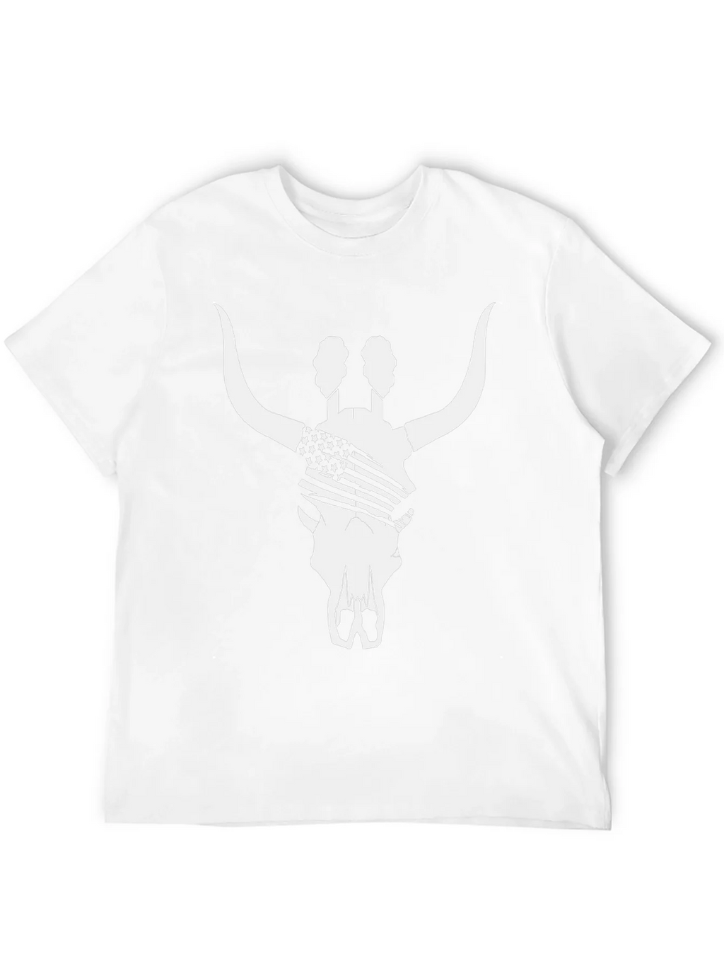 American Flag Bull Skull T-Shirt - Black