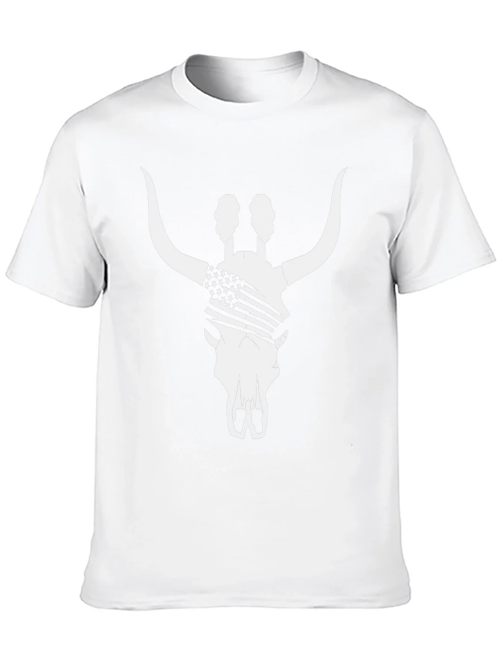 American Flag Bull Skull T-Shirt - Black