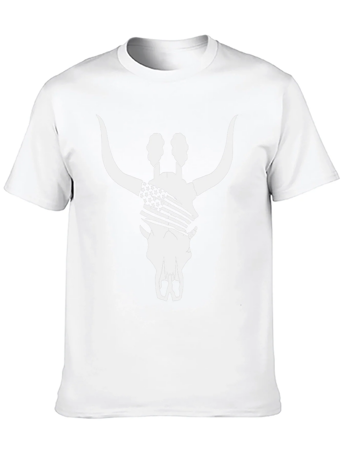 American Flag Bull Skull T-Shirt - Black