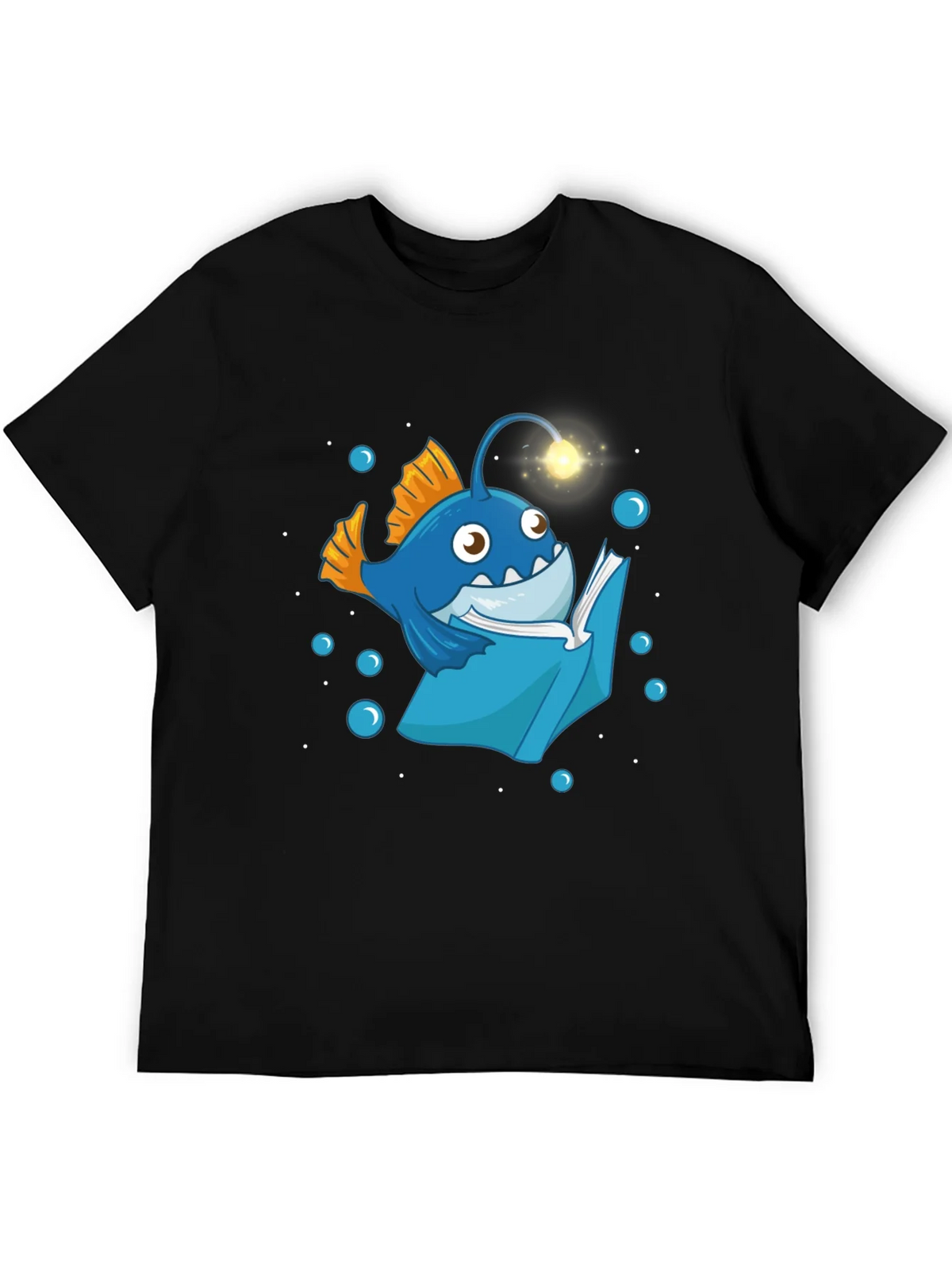 Angler Fish Reading Book T-Shirt - Funny Ocean Lover Tee