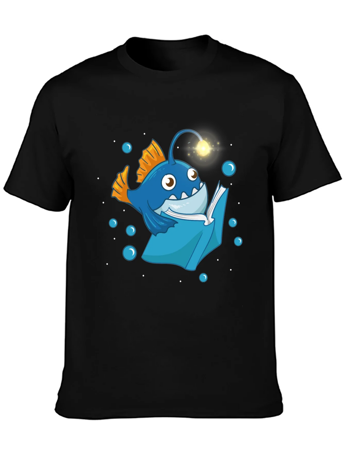 Angler Fish Reading Book T-Shirt - Funny Ocean Lover Tee