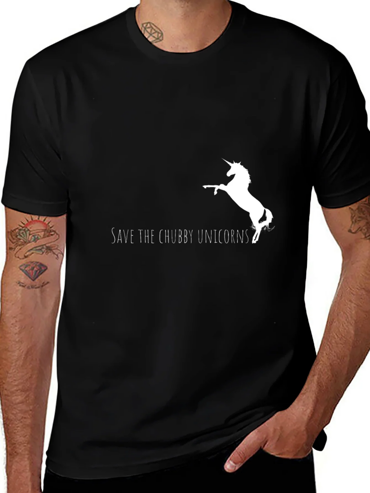 Save the Chubby Unicorns Graphic Tee - Black