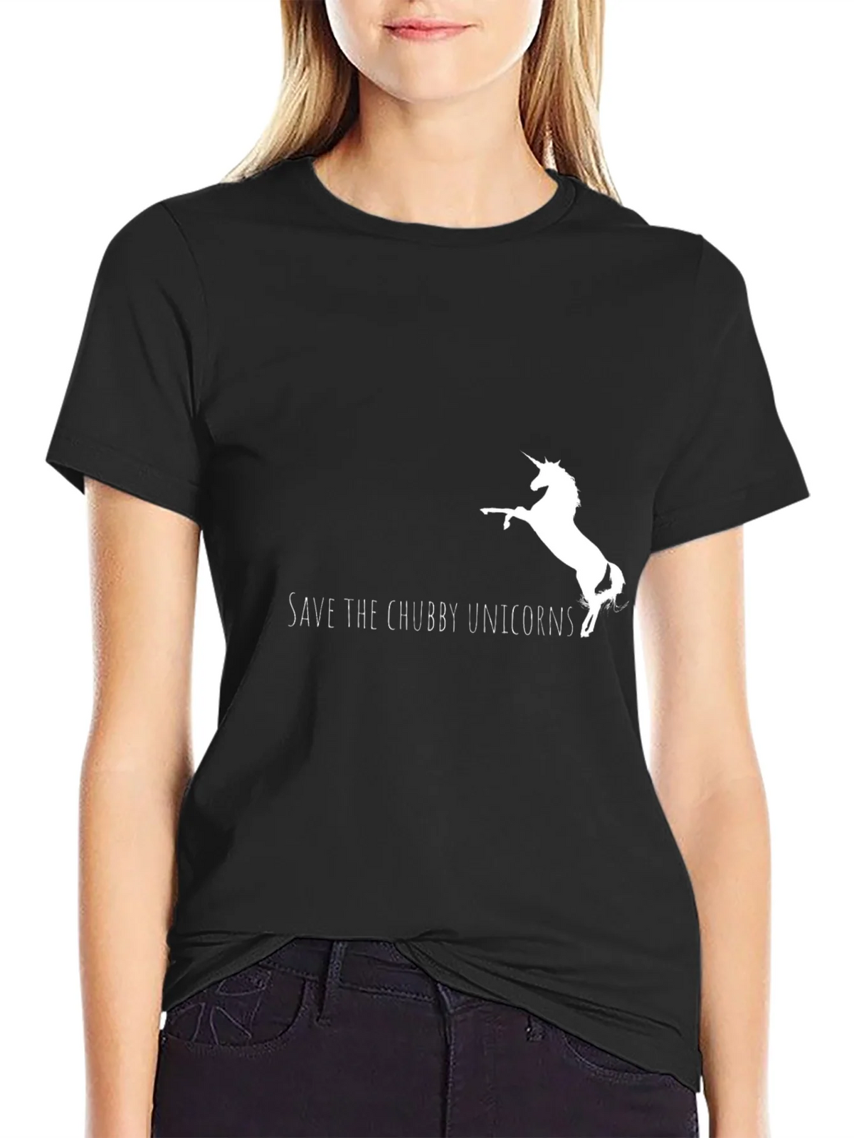 Save the Chubby Unicorns Graphic Tee - Black