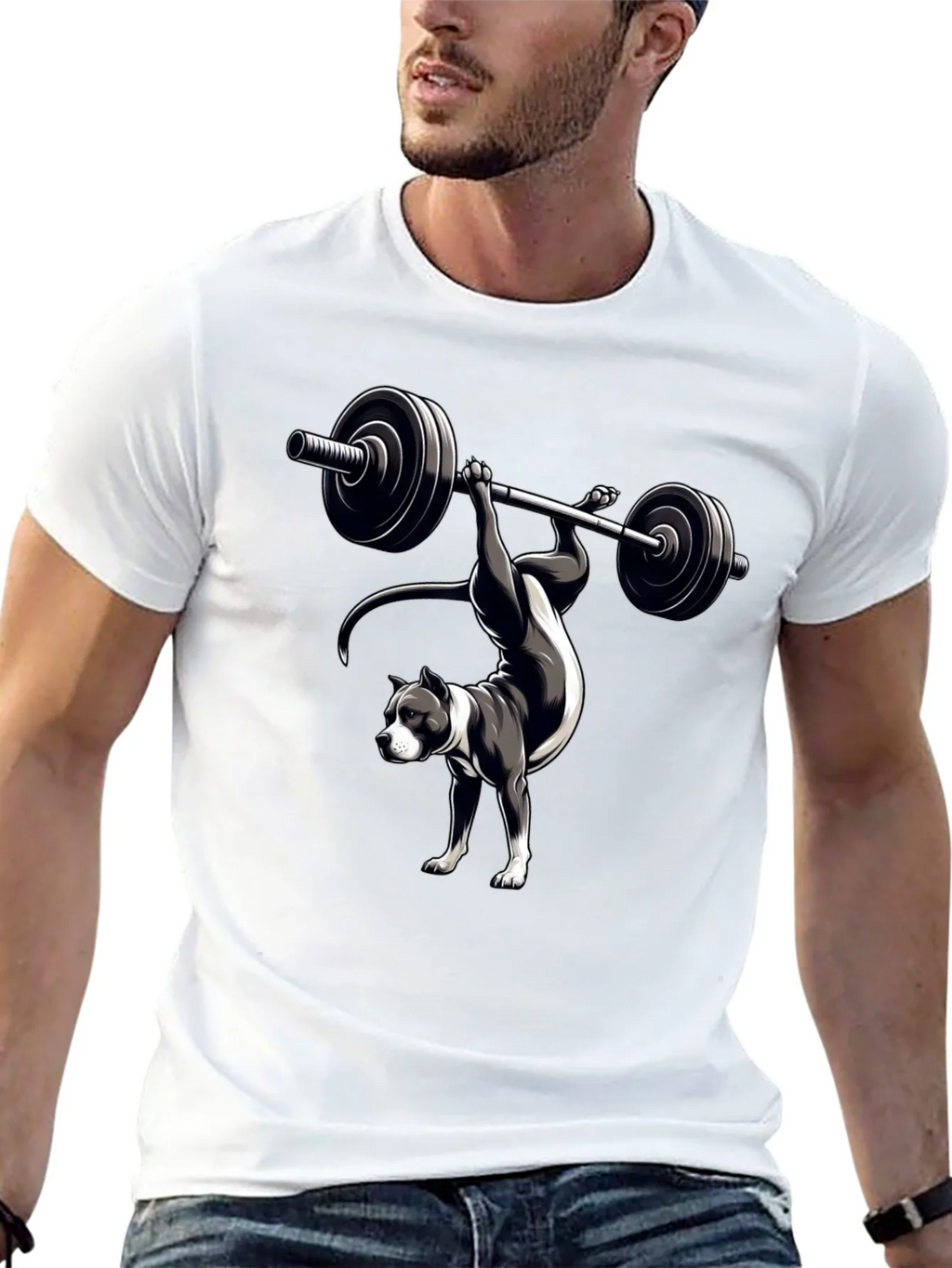 Pitbull Weightlifting T-Shirt - Dog Workout Tee