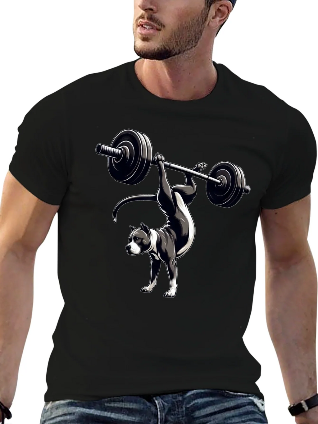 Pitbull Weightlifting T-Shirt - Dog Workout Tee