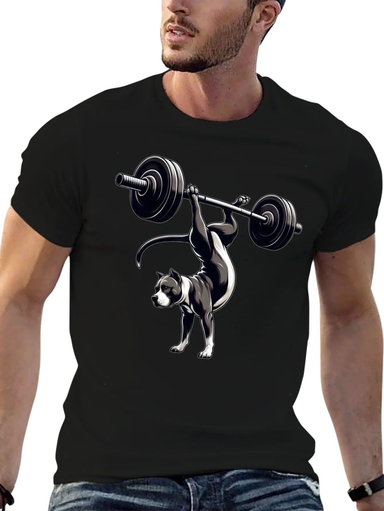 Pitbull Weightlifting T-Shirt - Dog Workout Tee