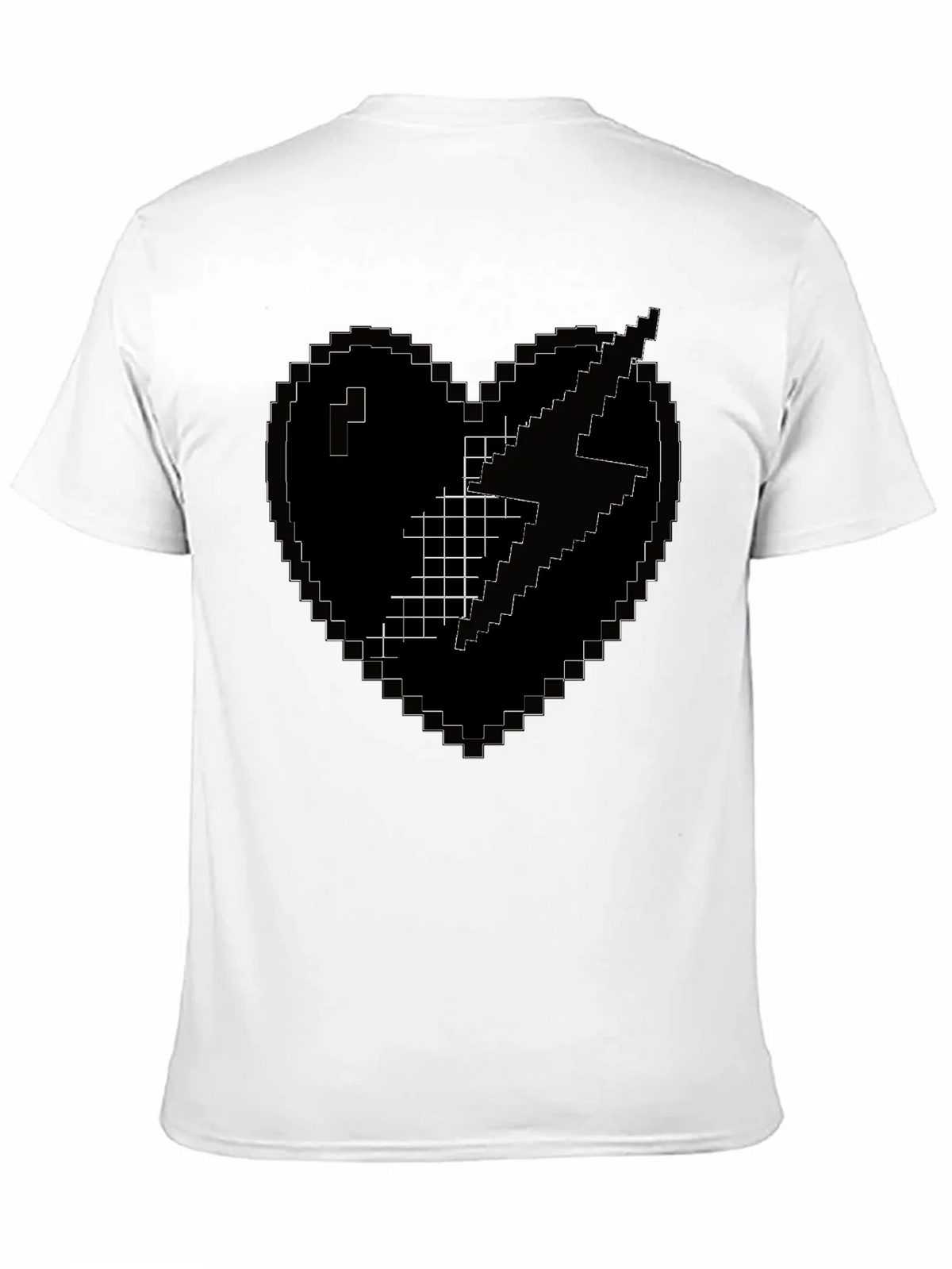 Pixel Heart Lightning Bolt Black T-Shirt