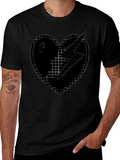 Pixel Heart Lightning Bolt Black T-Shirt